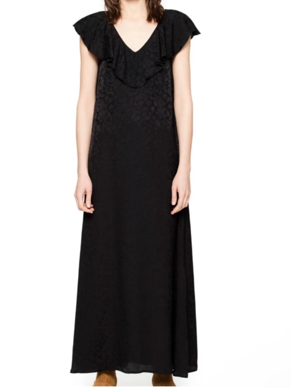Zadig & Voltaire Reen Ruffle Silk Leopard Maxi Dress